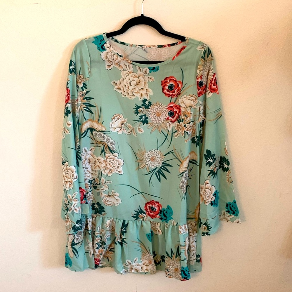 Long Sleeve floral tunic dress